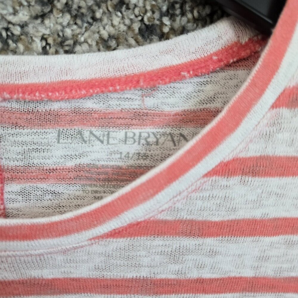 Lane Bryant Top Womens‎ Plus 14/16 Pink Striped Scoop Neck Rayon Blend Ladies - Picture 6 of 7